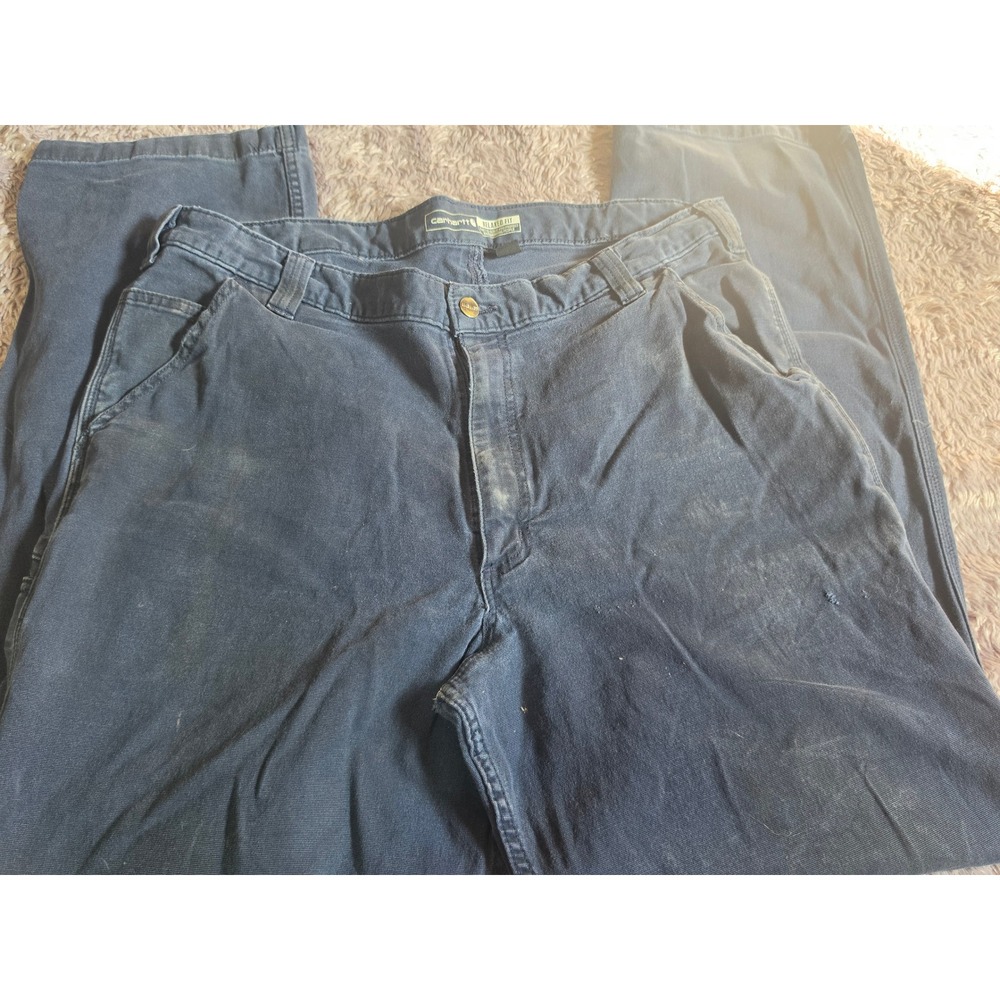 Carhartt Relaxed Fit Carpenter Pants Navy Blue Cotton Duck Canvas 40x34 Mens